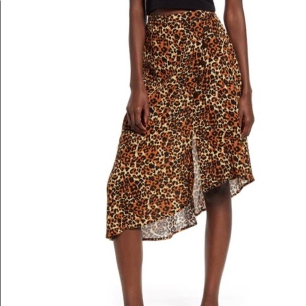 Band Of Gypsies Small Asymmetrical A Line Skirt Black Tan Animal Print